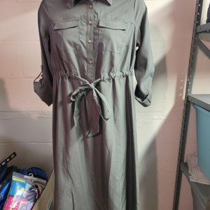 Isabelle Maternity Olive Colored Lightweight Dress